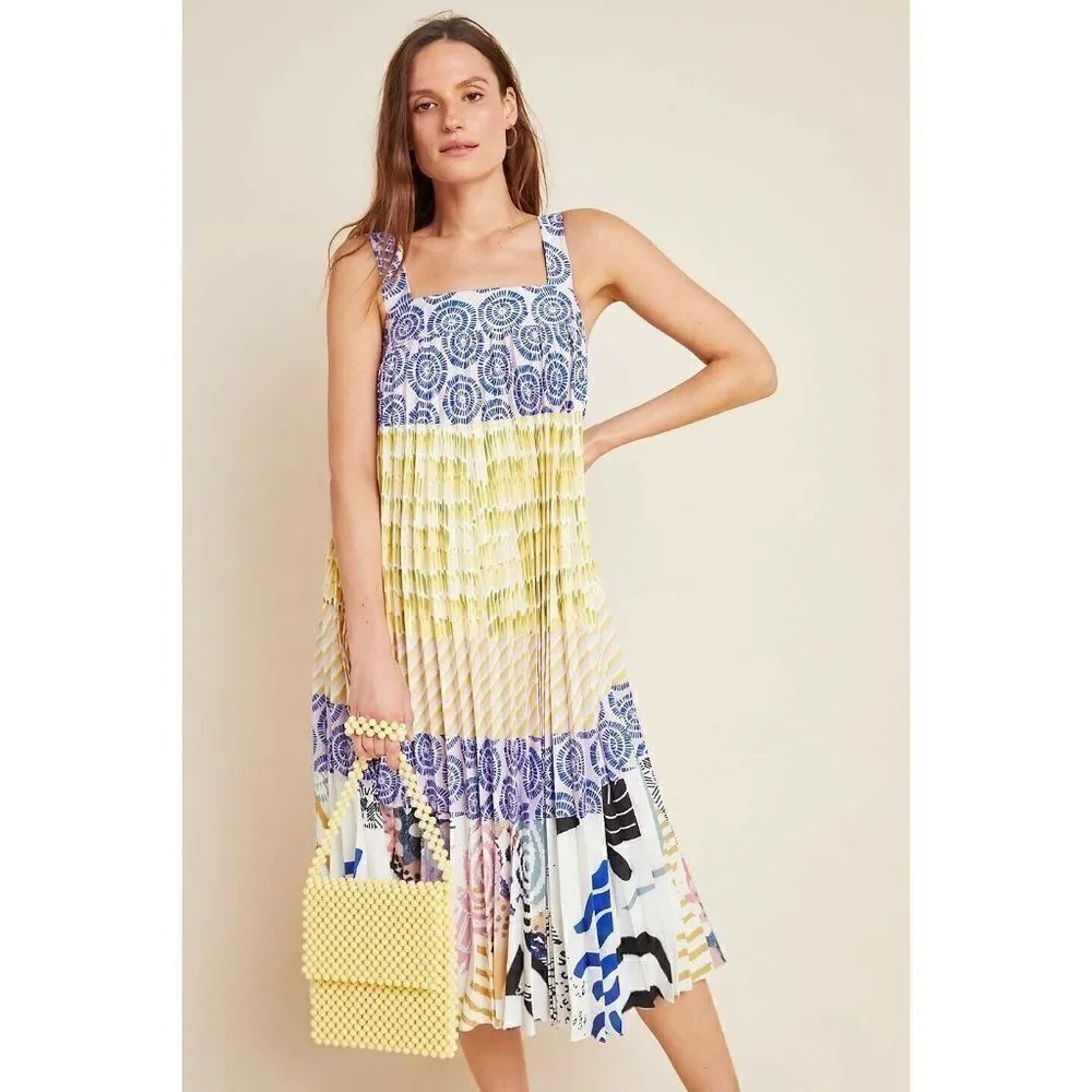 NWT ANTHROPOLOGIE CHARLESTON PLEATED MIDI DRESS - Picture 1 of 4